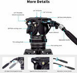 Cayer BF310 Video Tripod with K10 Fluid Head, Adjustable Pan Drag Control and 2-Section Pan Handle