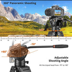 Cayer BF30L Camera Tripod with Hydraulic Head, 73" Heavy Duty Tripod