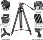 Cayer BF30L Camera Tripod with Hydraulic Head, 73" Heavy Duty Tripod