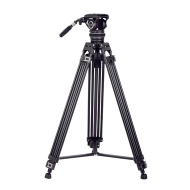 Cayer BF310 Video Tripod with K10 Fluid Head, Adjustable Pan Drag Control and 2-Section Pan Handle