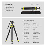 Cayer BV01 Compact Video Tripod with Fluid Head