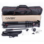 CAYER CF2451 Carbon Fiber Tripod with H6 Fluid Head - Stable Support, Reaching Heights of 77 Inches