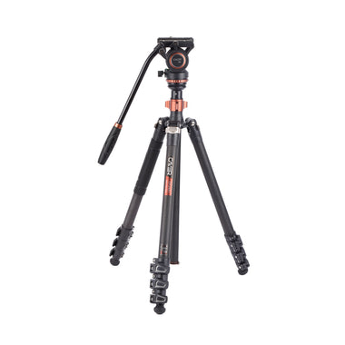 CAYER CF2451 Carbon Fiber Tripod with H6 Fluid Head - Stable Support, Reaching Heights of 77 Inches