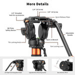 Cayer FP3DV4 Aluminum Video Monopod with H6 Fluid Head