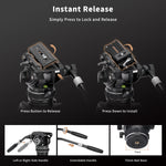 Cayer K10 Pro Video Fluid Head with Adjustable Pan Drag